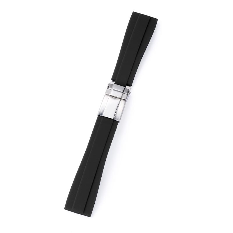 Universal Rubber Watch Strap for Rolex Submariner Oysterflex Daytona GMT Waterproof Silicone Wristband Men Women Watch Bracelet 20mm чёрный