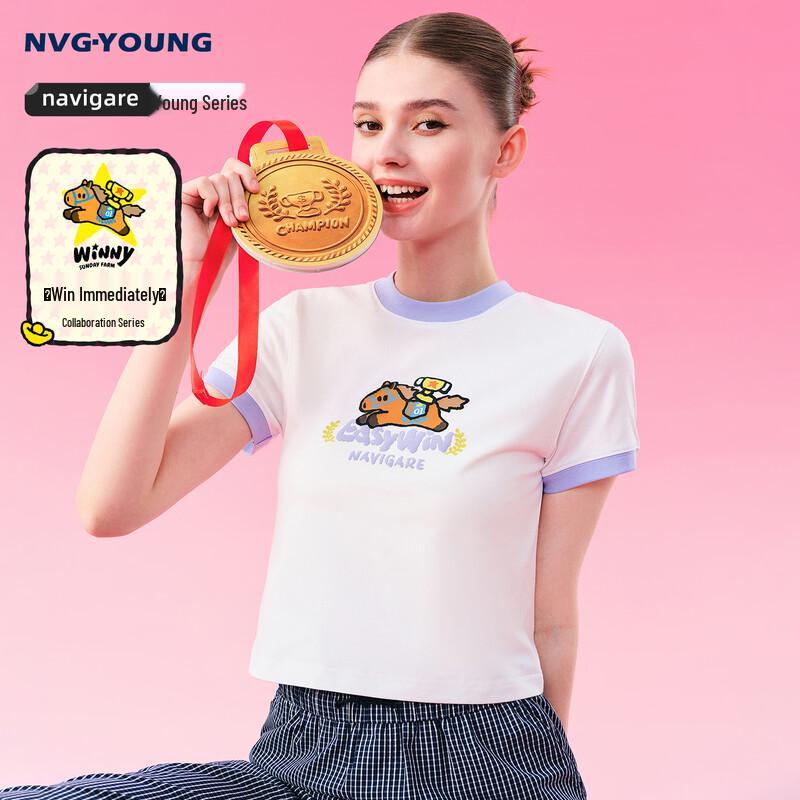 NVG·YOUNG x POPSUNDAY Women s Color Block Round Neck T-Shirt S