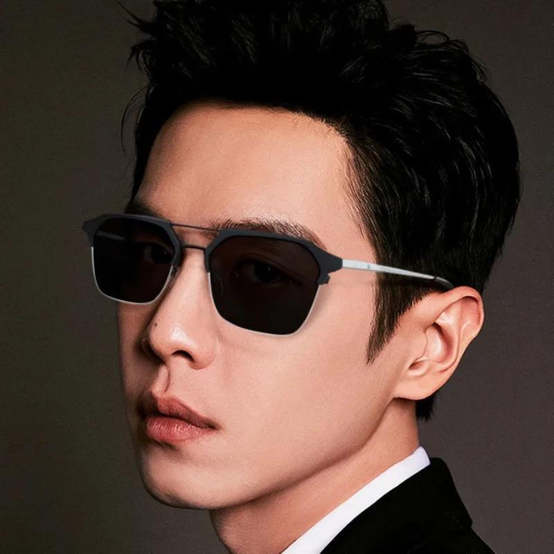 Men with Degree Driving Special Vintage Sun Eyewear Half Frame Myopia Glasses Sunglasses Anti Strong Light Anti UV Sunglass Gg