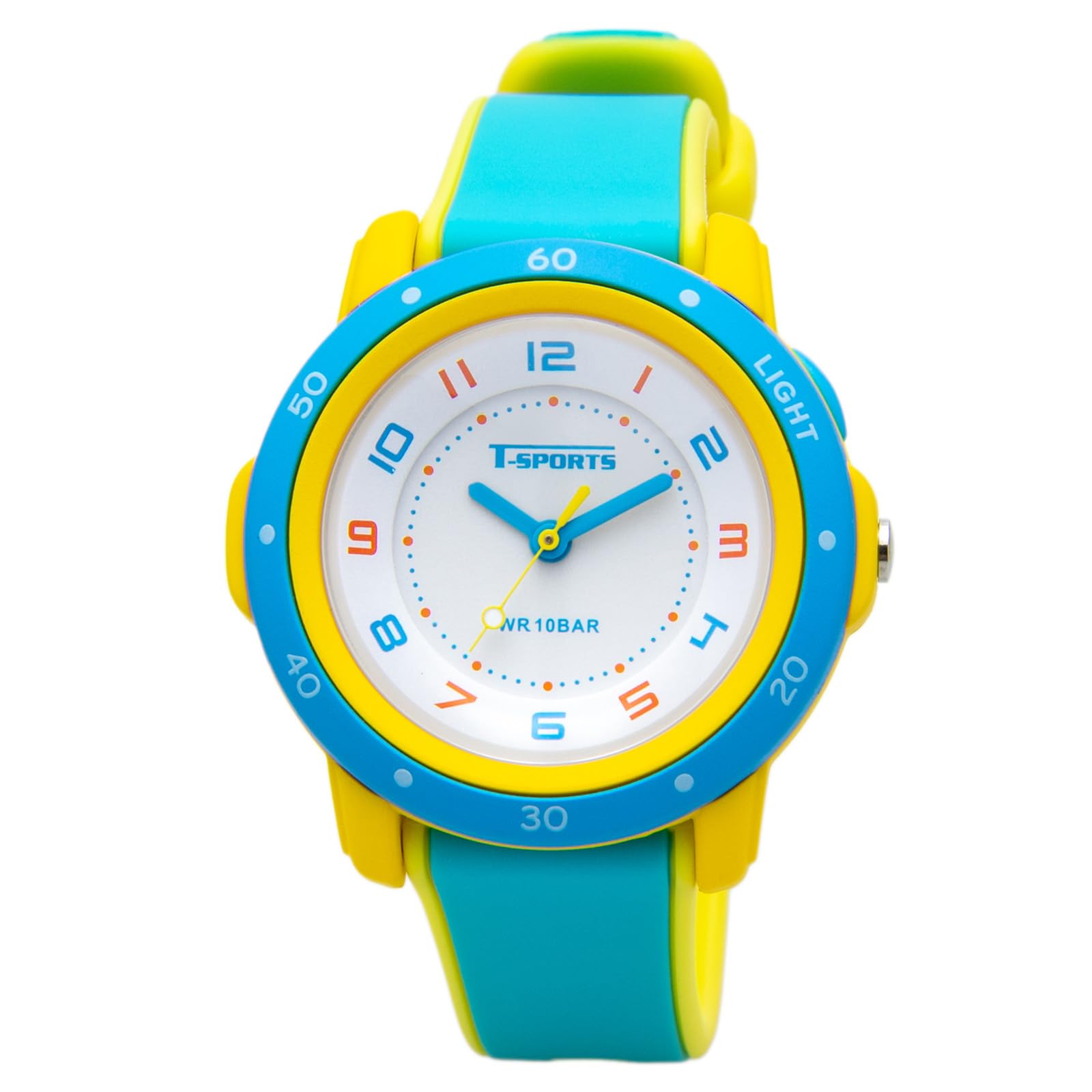

CREPHA Analog 10 ATM Water EL Simple Urethane Kids Watch, Resistant, Light, Multifunctional, Cute, Design, Strap, Blue, T-SPORTS синий