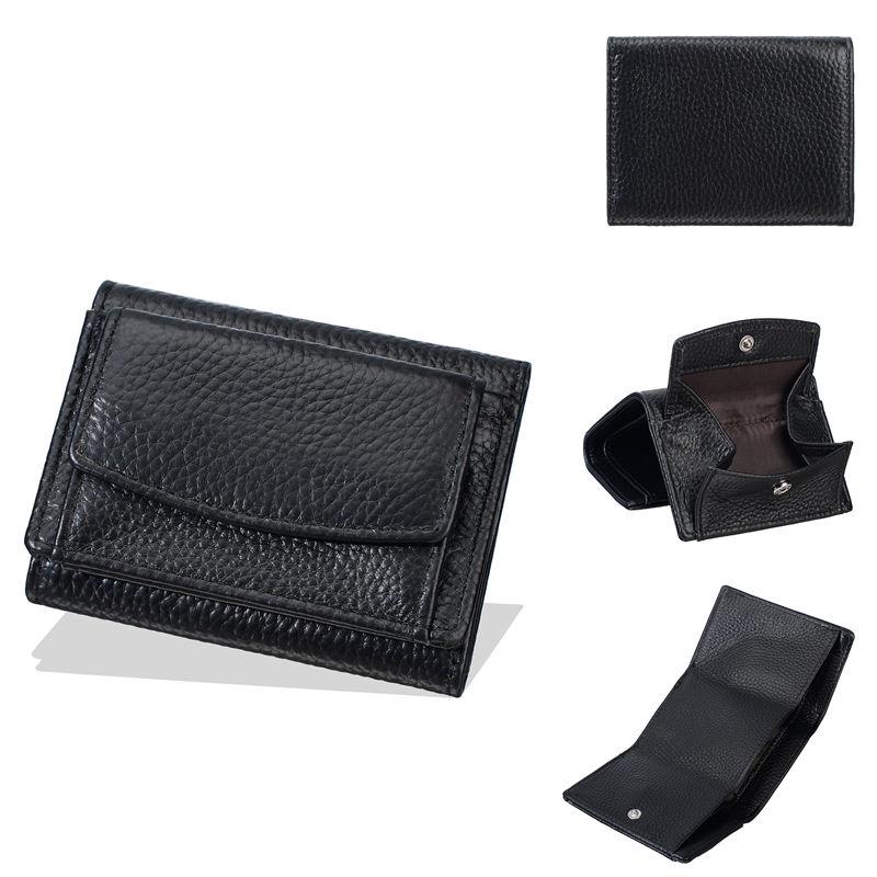 

Baellerry Genuine Leather Short Wallets for Women Fashion Coin Purse Tri-fold Card Holder Mini Purses 10cm*7.5cm*2.7cm чёрный