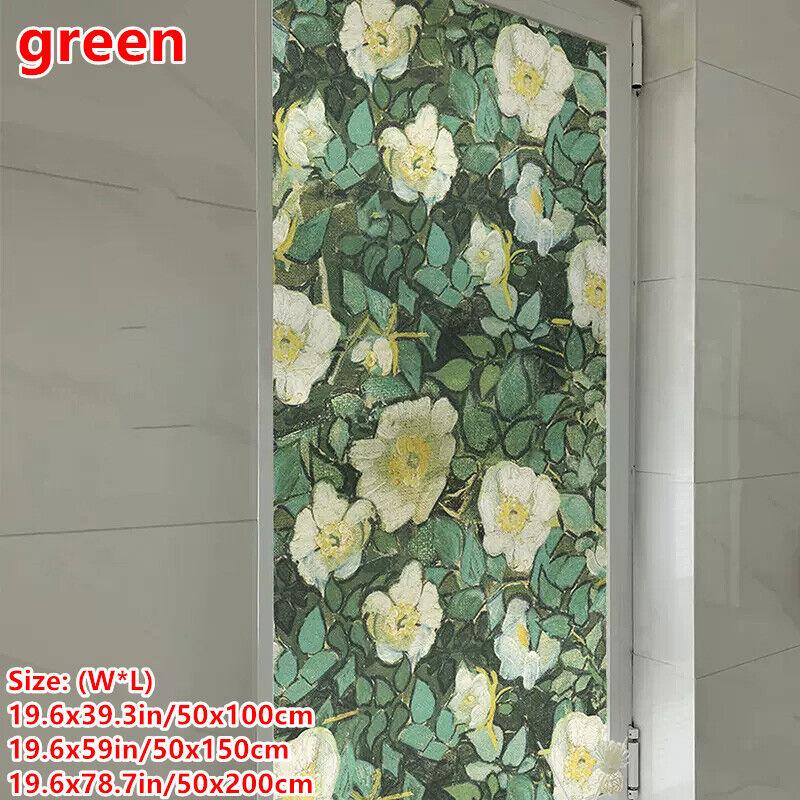 

Пленка для защиты окон с изображением розы, статические пленки для стекол, витражная пленка с ретро-цветочным рисунком, наклейки для домашнего декора ванной комнаты 50x100cm