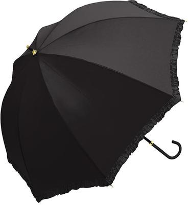 Crux Long Sun and Frilled 126606 Parasol, Umbrella, 50cm, Rain, Dome, Black,
