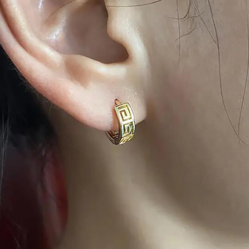 European and American Fashion Versatile Earrings, Retro Geometric Paper Pattern Hollow Earrings, Casual Temperament Design Accessories