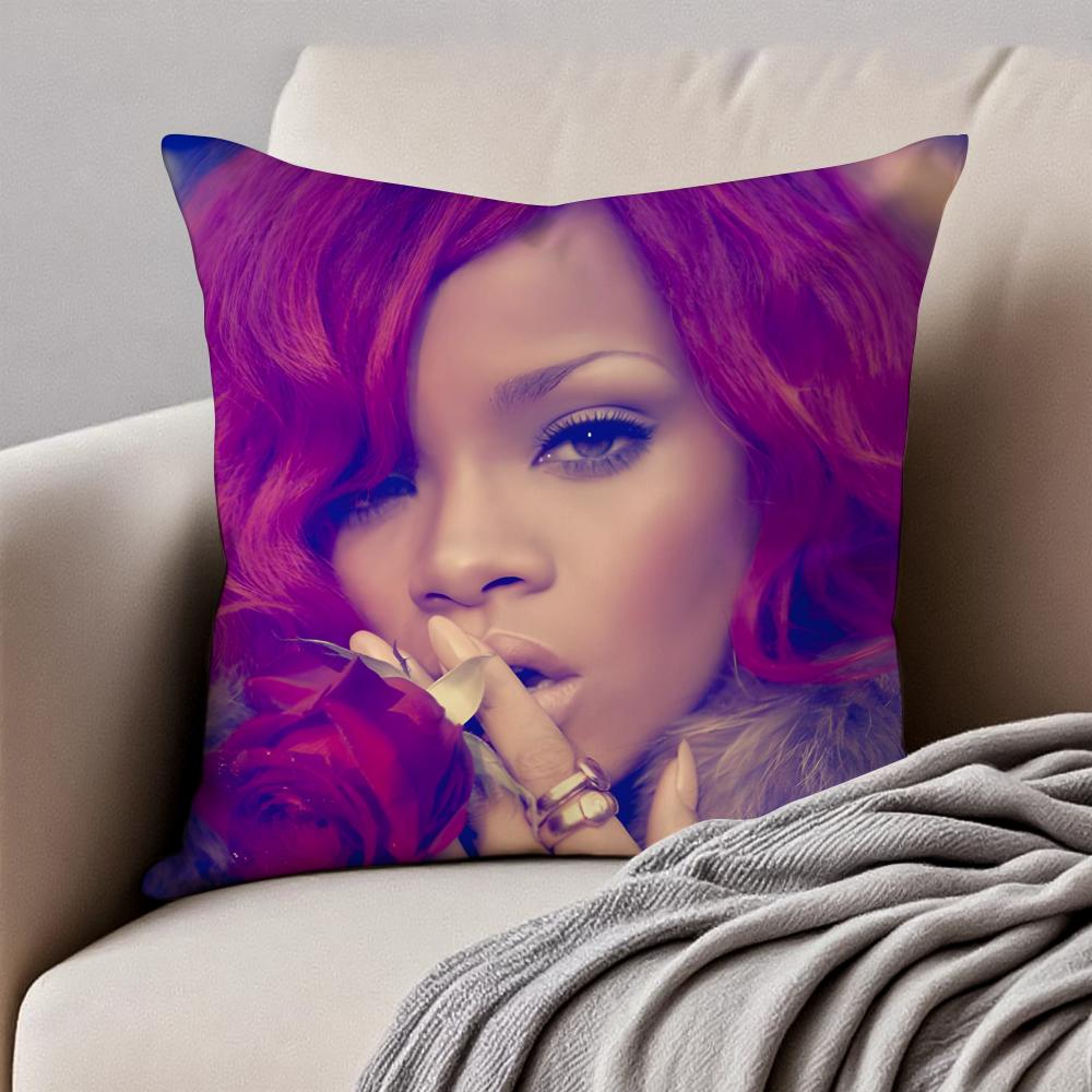Bold RB Barbadian Singer RRihanna Cushion Cover Pillowcase Antidustmite Invisible Zipper Short Plush Sofa Cushion