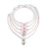 Sweet Love Pendant Necklace: Multi-layer Alloy with Cute Pearl Beaded Clavicle Chain