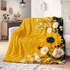 1pc Ultra-Comfortable Skin-Friendly Sunflower Daisy Pattern Flannel Blanket Winter Warmth Double Exquisite Machine Washable No She