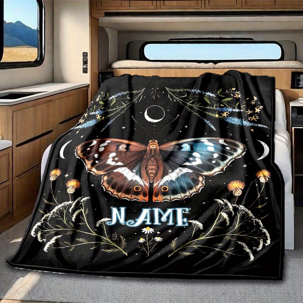 Butterfly Customize Your Name Rv Blanket Cozy Soft Lightweight Allseason Multipurpose Blanket For Travel Camping Picnics Sofas Rvs Beds Living Rooms