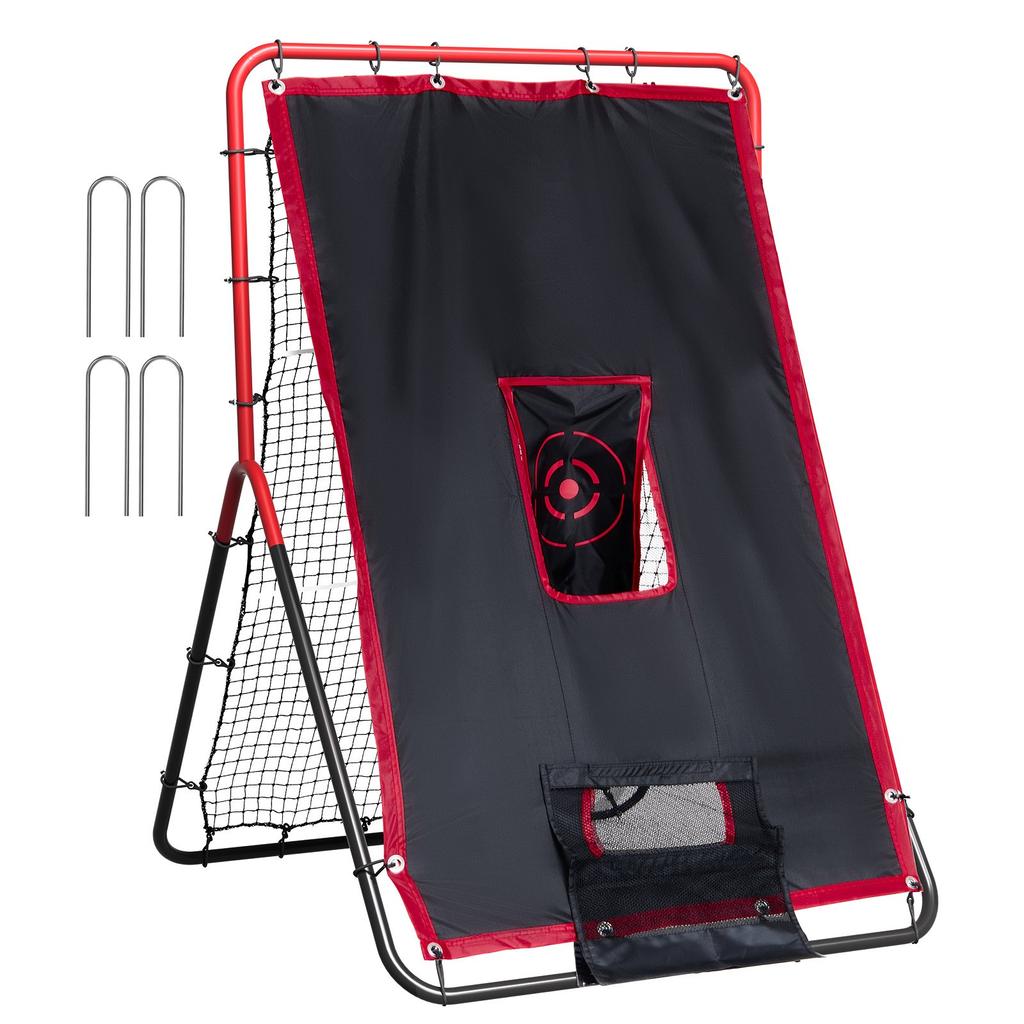 VEVOR Baseball And Softball Rebounder Net, 3.5 x 4.5 ft 2-in-1 Switch Hitter Pitch Trainer, PitchBack Baseball Pitching Return Trainer Nest