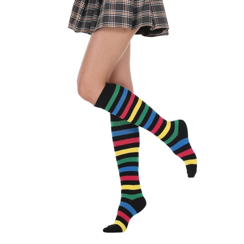 High Striped Socks Sweet Cute Striped Tube Sock Women Colorful Knee High Socks Long Tube Sports Socks for Women Girls