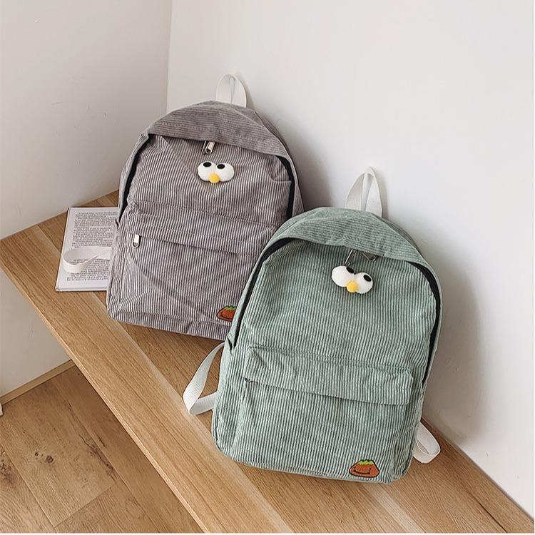 Schoolbag simple and lightweight girls backpack cute primary school bag large capacity corduroy casual backpack