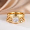Rose Gold Three Piece Ring Set with Diamonds, Zirconia, Full Diamond, Female Pair Ring, Male Ring