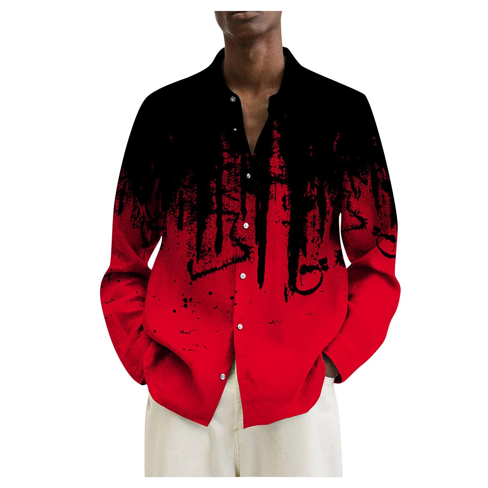 

(SU)Мужские рубашки с длинным рукавом с принтом, повседневные свободные рубашки с длинным рукавом с принтом