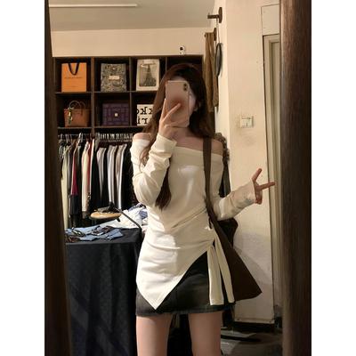 Waist-closed One-shoulder Top for Women In Spring and Autumn New Niche Inner Bottoming Shirt Top