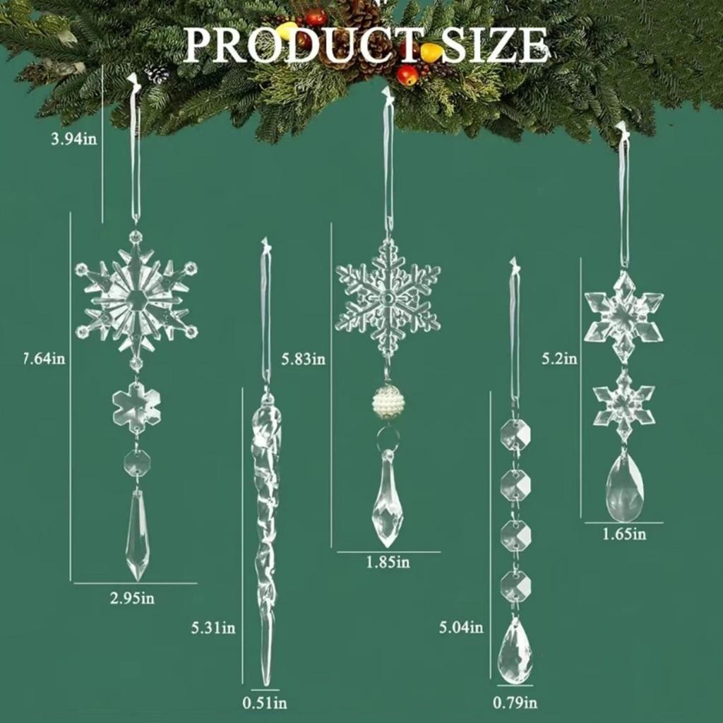 Acrylic Snowflake Pendant Multi-Purpose Icicle Drops Christmas Pendants Shiny Tree Hanging Ornament for Home Decor