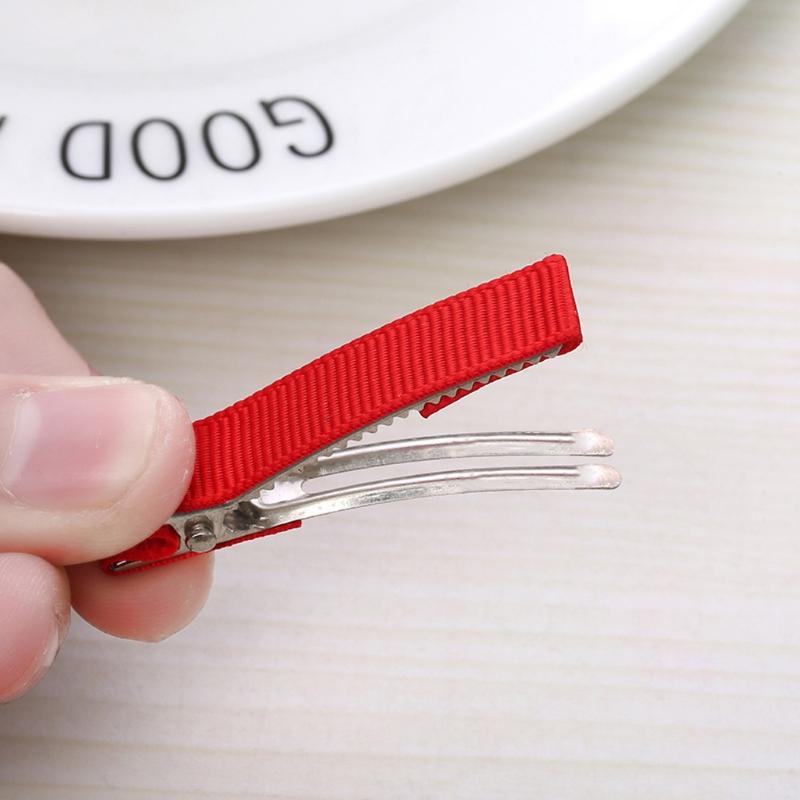 100Pcs Colorful DIY Hair Clip Flat Top Alligators Clip Cover Grosgrain Ribbon Hair Barrettes for Arts & Crafts Project