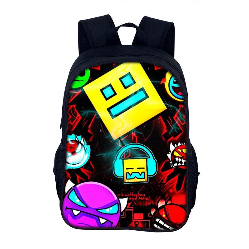 Geometry Dash Cartoon Rugzak Schooltas 40cm/15.7inch Rugzak Boekentassen Computer Rugzak voor Jongen Meisje Beste Cadeau