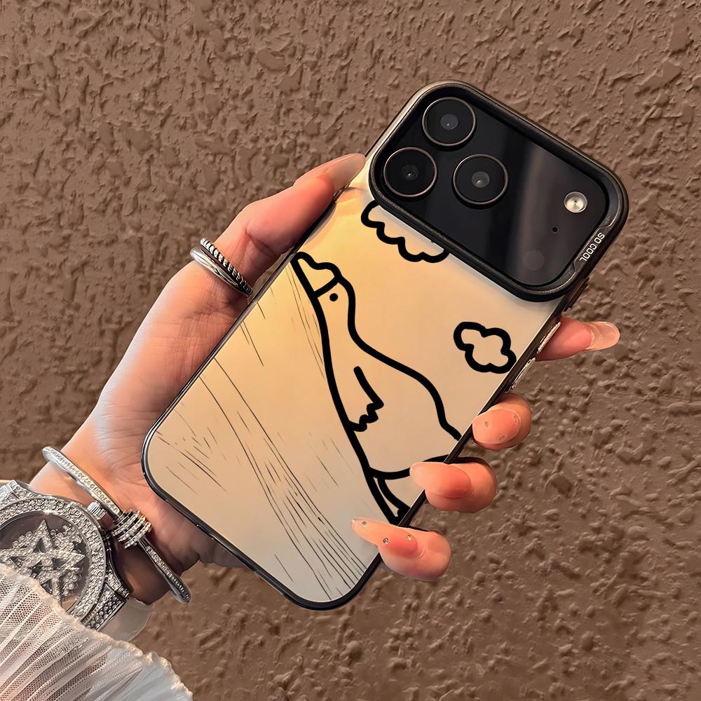 Cute Cartoon Duck Phone Case For iPhone 17 16 15 14 13 12 11 Pro Max Air Matte Laser Aurora Shockproof Funda