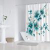 1pc Polyester shower curtain  Blue and teal watercolor floral pattern  With hooks  Machine washable  Stylish bathroom decor