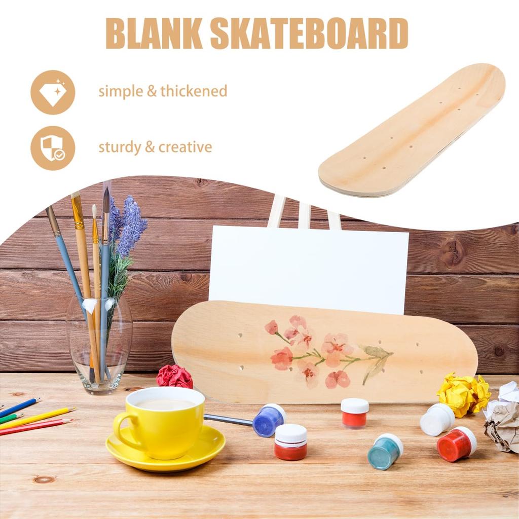 Deck de Skate Maple HOLIDYOYO para Crianças de 17 polegadas, Deck de Skate em Branco Pintável DIY com Furos Pré-Perfurados