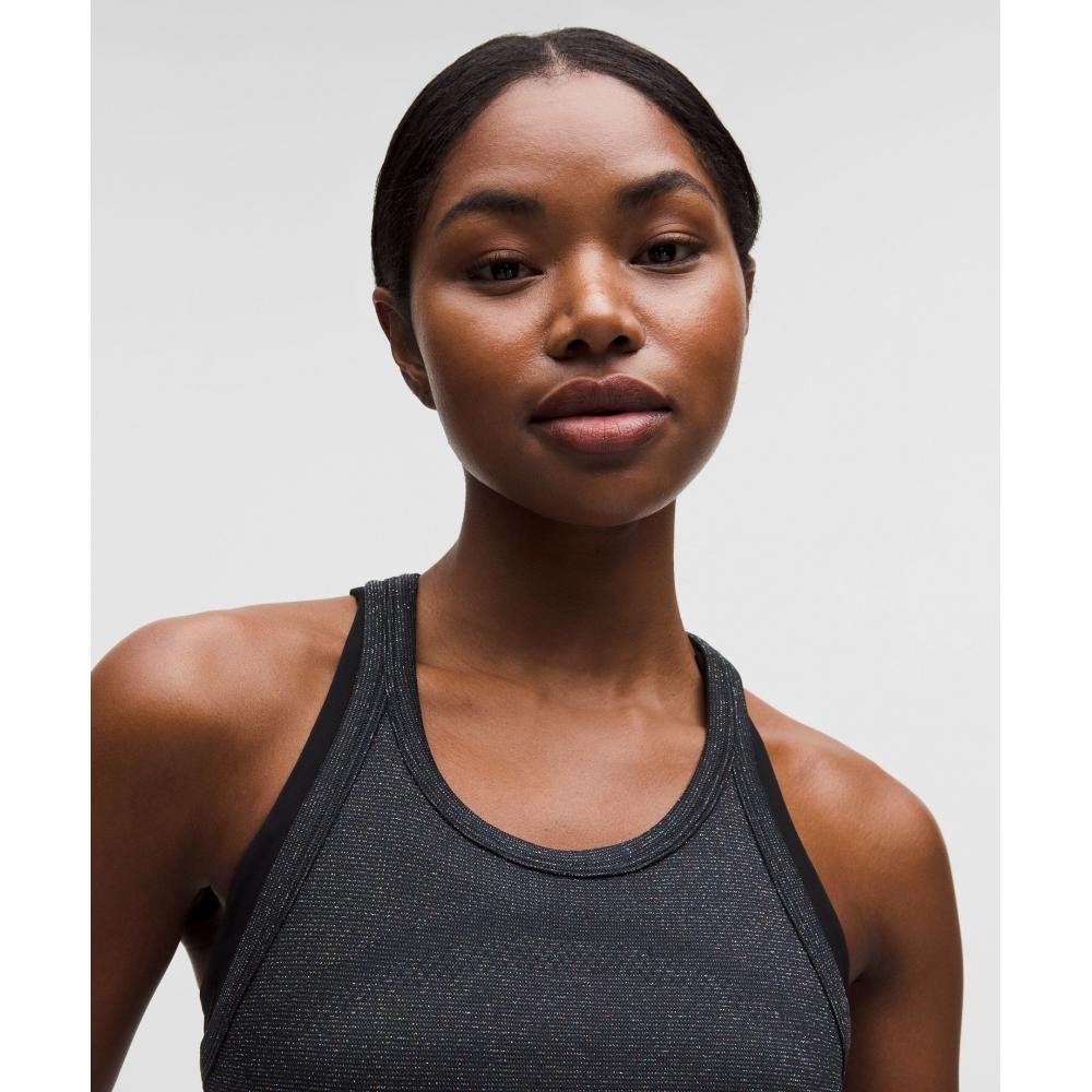 Lululemon Swiftly Tech Cropped Round Neck Racerback Tank Top 2.0  Sparkle Black Rainbow Lurex