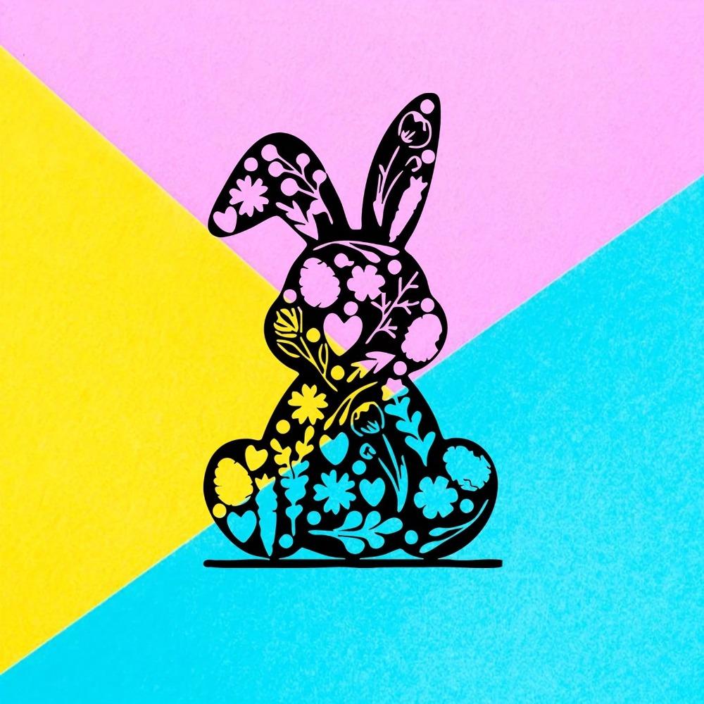 Iron Wall Art Retro Rabbit and Love Metal Floral Decor Easter Christmas Gift for Couples Home Bedroom Courtyard