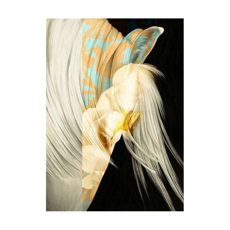 Handsome Horse Abstract White Horse Oil Painting Indoor Decorative Painting Wall Pictures for Living Room Posters and Prints No Frame