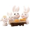 Mooncake Mini Ornaments White Rabbit Mid-Autumn Festival Desk Figurines Micro Landscape Decor  Home