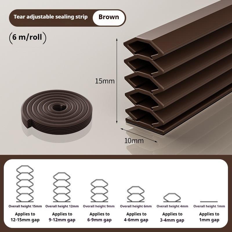 

1pc 6M/236.22in Entrance door sealing strip, windproof door gap, door frame, dedicated door door soundproof and silent strip 6m коричневый