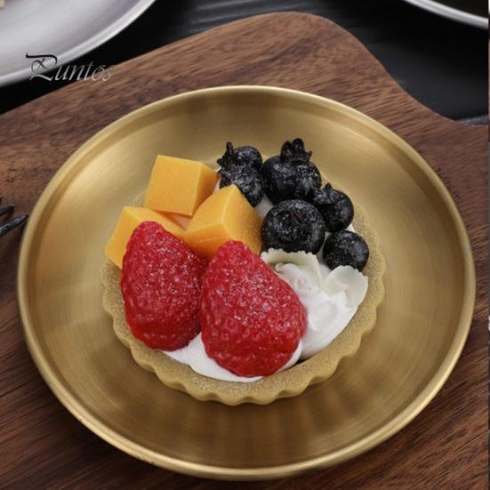 Salad Plate Stainless Steel Dinner Plates Round Thickened Metal Home Kitchen BBQ Serving Tablewear Barbecue