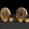 Brass Window Carving Incense Burner, Creative Incense Holder, Household Incense Stick & Coil Burner With Multiple Holes, Hollow Incense Base,