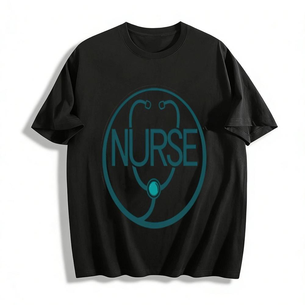 Nurse Stethoscope Print Casual Crew Neck Nursing Themed T-Shirt Pure cotton T-shirt XXS