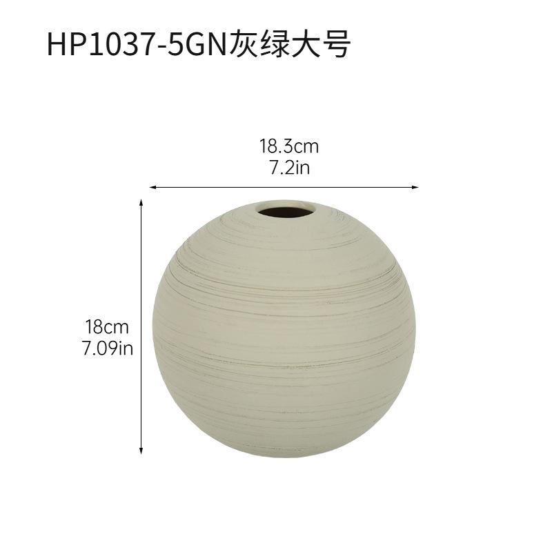 European Style Ceramic Round Ceramic Vase Frosted Spherical Flower Arrangement Ornaments Living Room Dining Table Floral Vase
