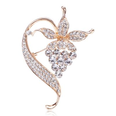 Fashion Rhinestone Grape Vine Styling Brooch, Simple Temperament Clothing Accessories Pin