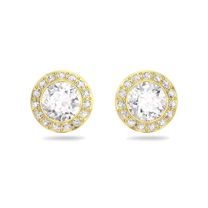Swarovski Elegant and Intelligent Round Cut Una Angelic Gold Tone Stud Earrings Women s Gold 5505470