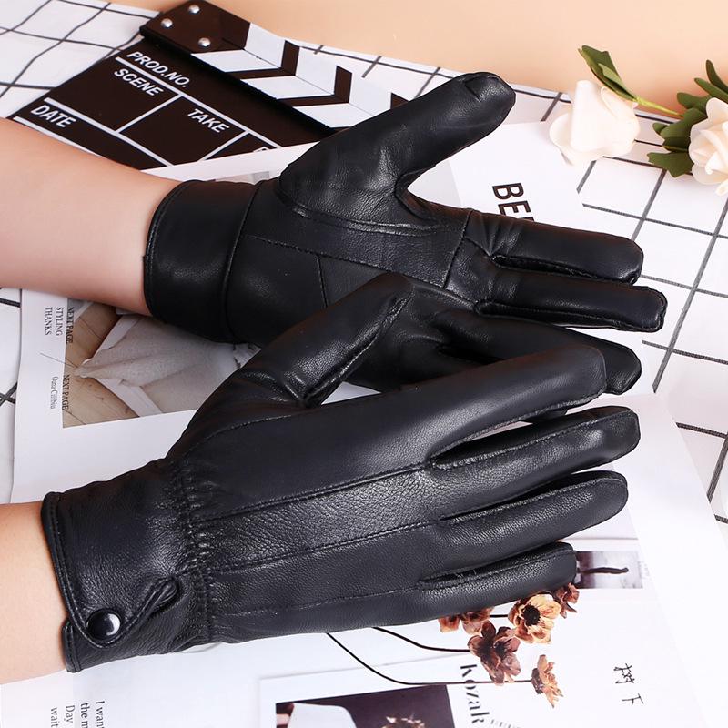 Men's Winter Waterproof Leather Gloves: Fleece-Lined, Windproof, Touchscreen-Compatible for Riding