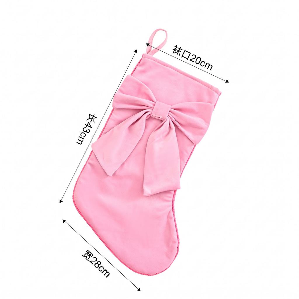 Pink Cartoon Christmas Stockings: Children's Gift Bags with Rooftop Santa Design for Candy & Tree Decorations