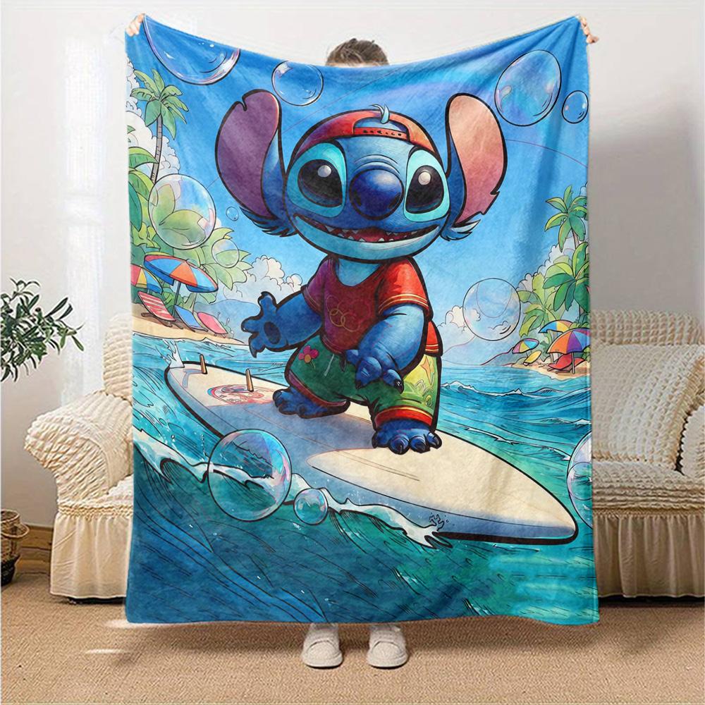 Stitch Island Adventure Flannel Blanket Super Soft Warm Cozy Blanket For Sofa Bed Office Travel Allseason Home Decor Gift