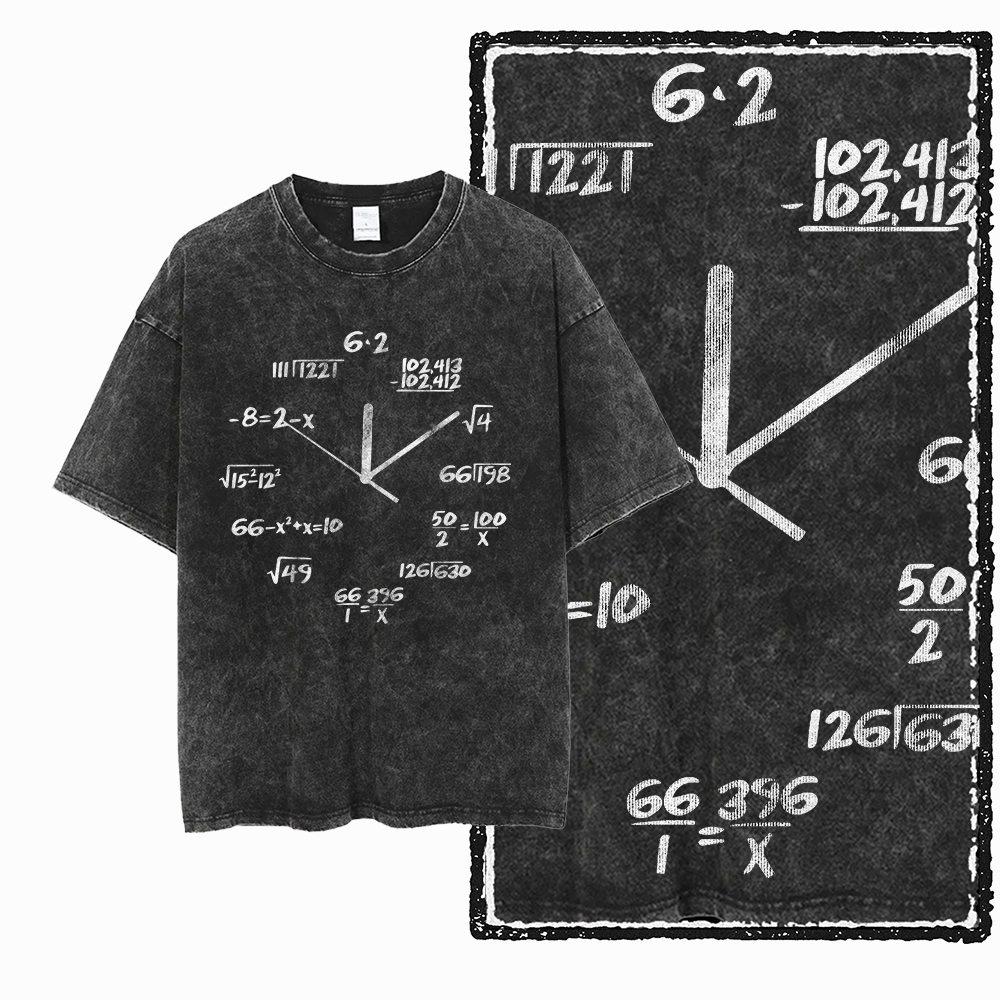 

Math Graphic Washed Distress TShirt Men High Street Graphic Tee Vintage mens Tshirt Retro Streetwear Big Size Tee Shirt G S