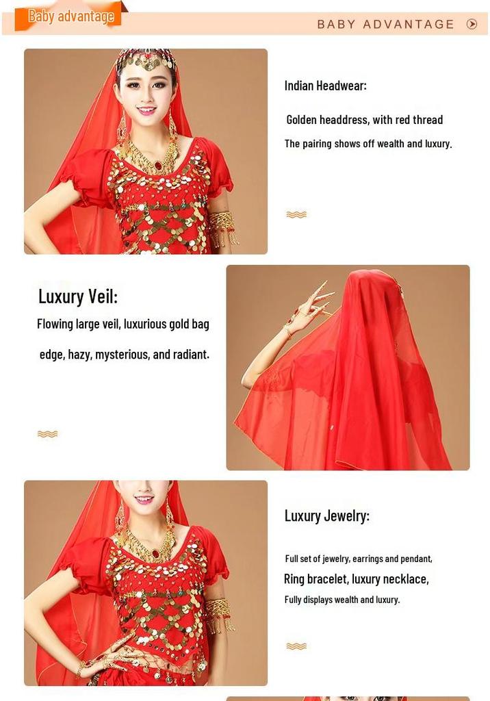 Ethnic Belly Dance Costume with Rotating Pants: Xinjiang & Indian Dance Performance Set