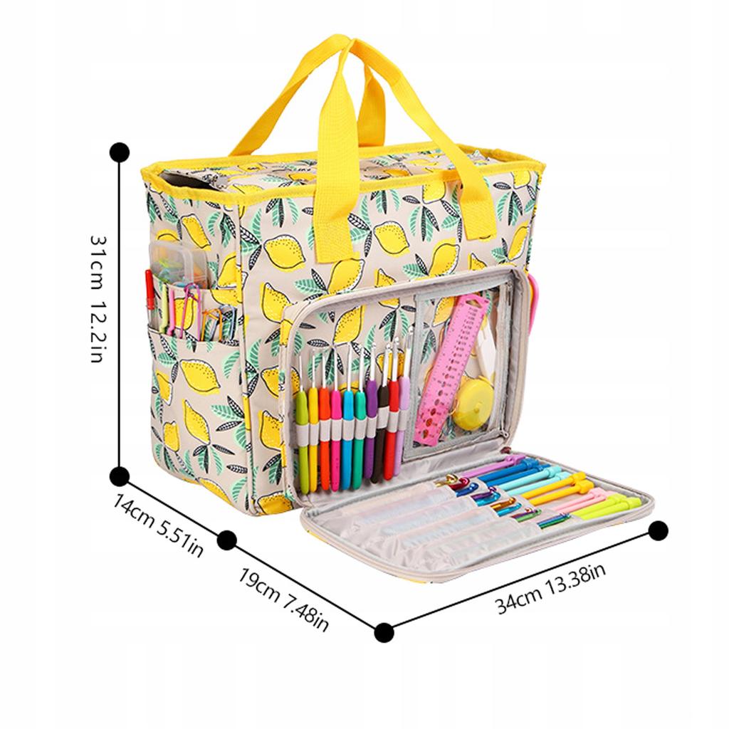 Lemon Yarn And Knitting Accessories Bag With Organizer