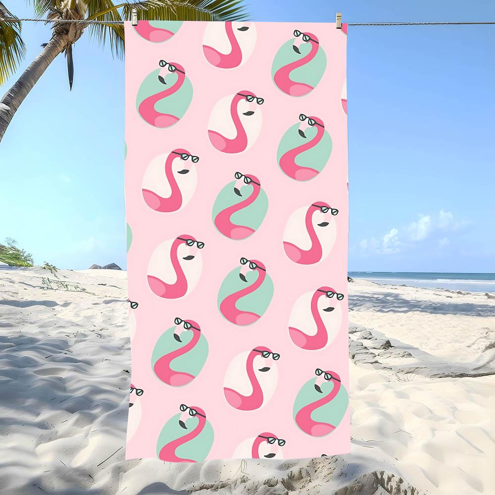 Graceful F-Flamingos Towel Beach Towel Oversized Super Absorbent Soft Swim Beachtowels For Men, Women