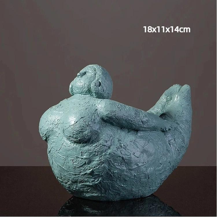 Handmade Sandstone Yoga Chubby Woman Statue Home Decor