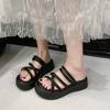 Fashion Soft Sole Platform Sandals New Summer Round Toe Open Cross Strap Comfortable Platform Anti-Slide Heel Slippers