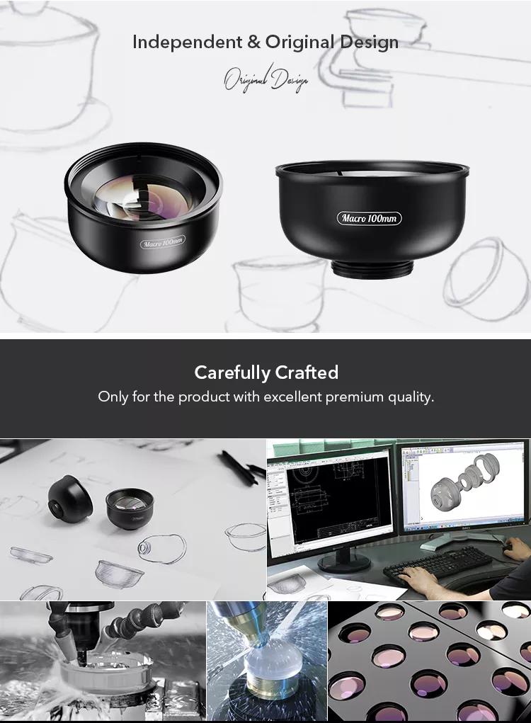 Clip on Cell Phone Camera 100mm Macro Lens with Light Aluminum Alloy Compatible with 98% Smartphones & Tablets