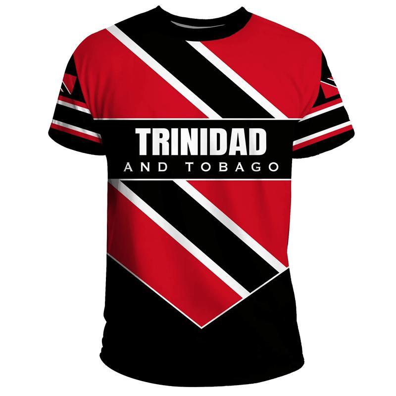 Trinidad And Tobago Flag Pattern T-Shirt Men 3D Printed Outdoor Sportswear Tee Shirts Round Neck Short Sleeves Street T Shirt