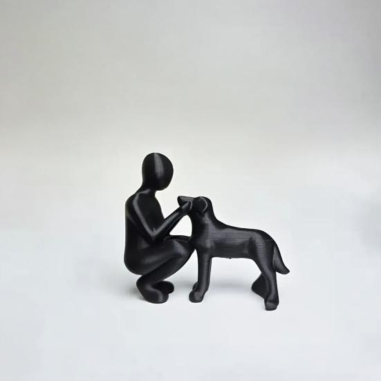 Desktop Ornament Dog Sculpture for Home Decor, 3D Printed Man And Decoration Figurine, Pet Memorial Gift Loss, Lovers Stress Relief Toy