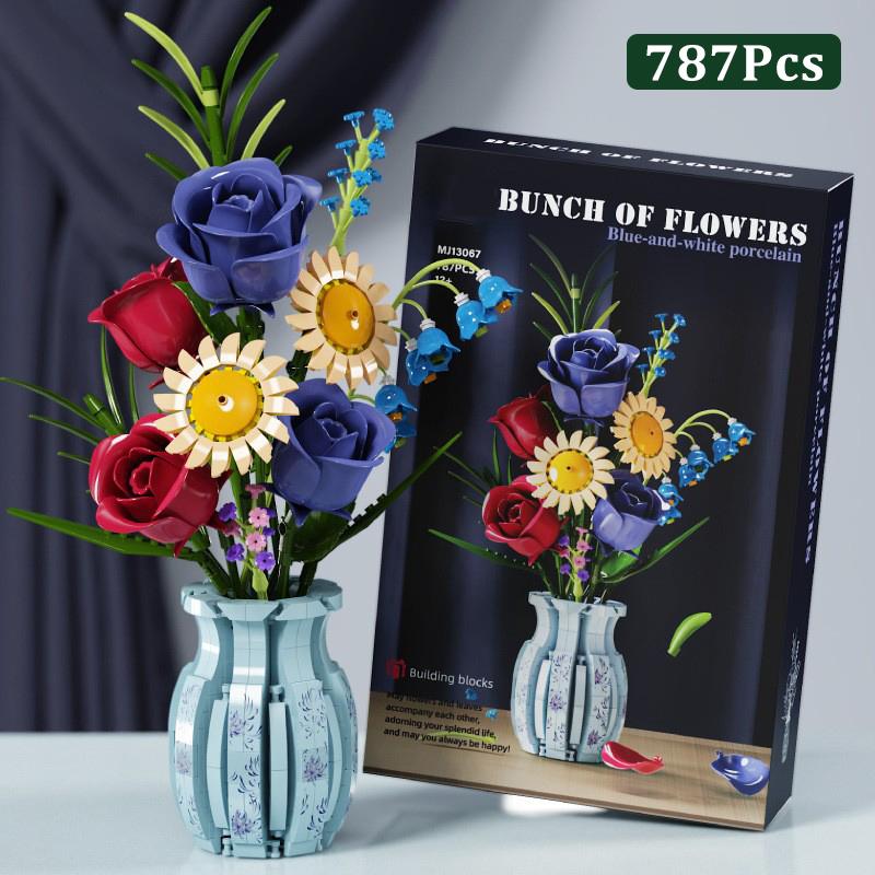 Kreative Rose Orchidee Ewige Blume Topf Pflanzung Bausteine Sonnenblume Lotus Romantische Blumen Steine Spielzeug Valentinstag Geschenk