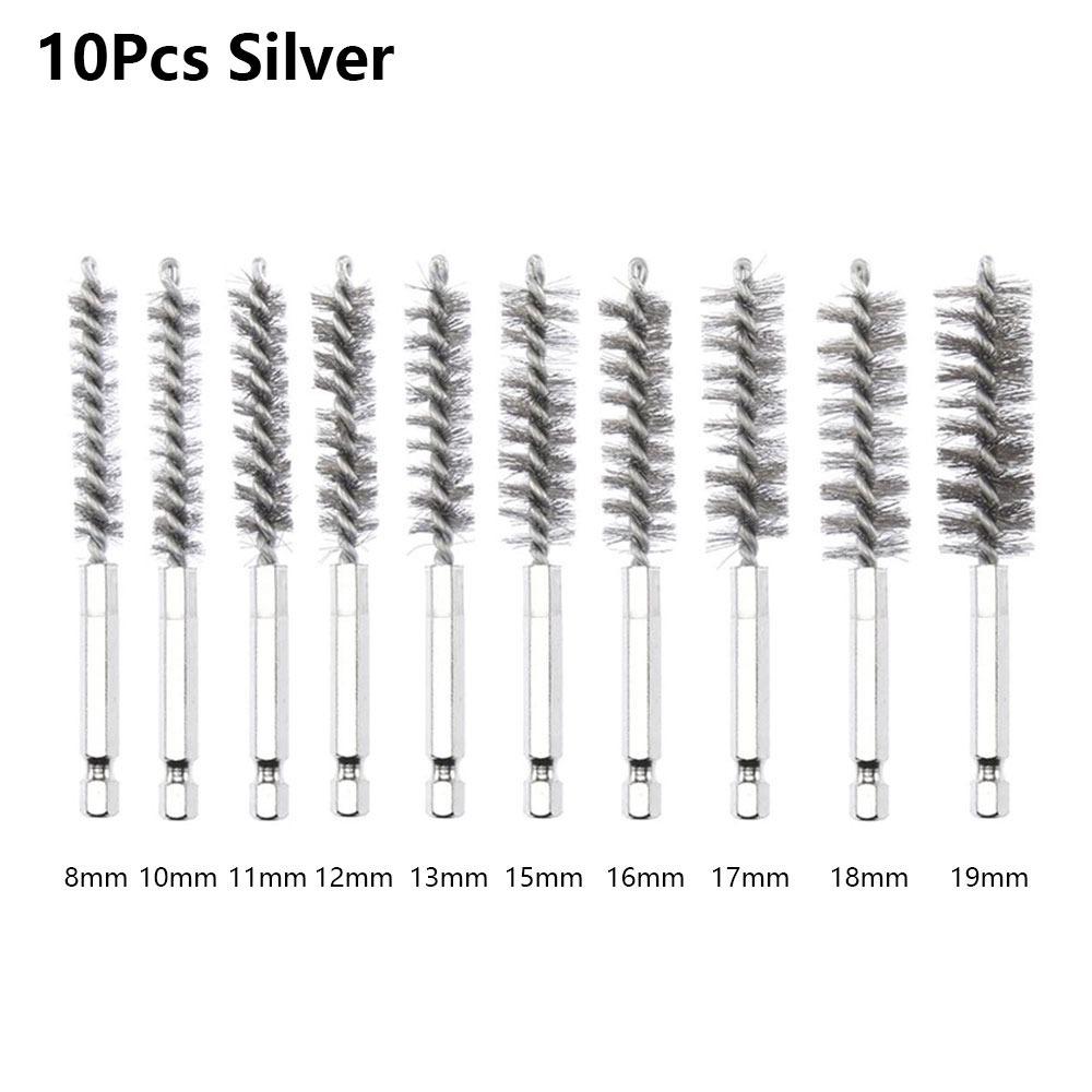 6/8/10/12/14Pcs With Handle Steel Bore Brush Cleaning Brush  for Power Drill Impact Driver