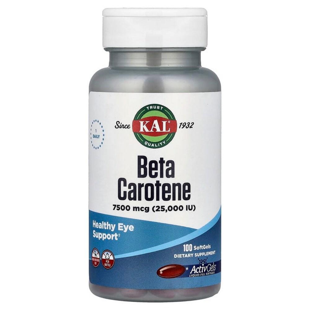 KAL Beta-Carotene 7500mcg 25000IU Softgels 100 Tablets CAL-54834 1 pcs